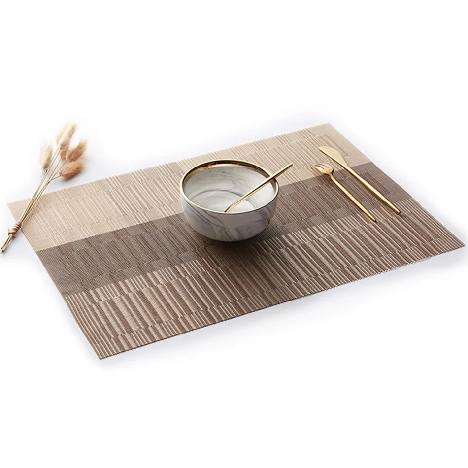 Placemats for Dining Table PVC Bamboo Pattern Table Mats Multiple Colors Non-Slip Heat Resistant Washable Easy to Clean