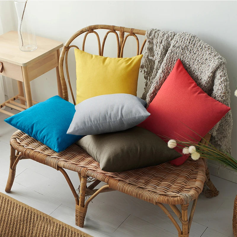 Factory Price Waterproof Pillowcase 50x50cm 45x45cm Solid Color Dyed Polyester Cushion Cover Decorative Camping Sofa Pillow Case