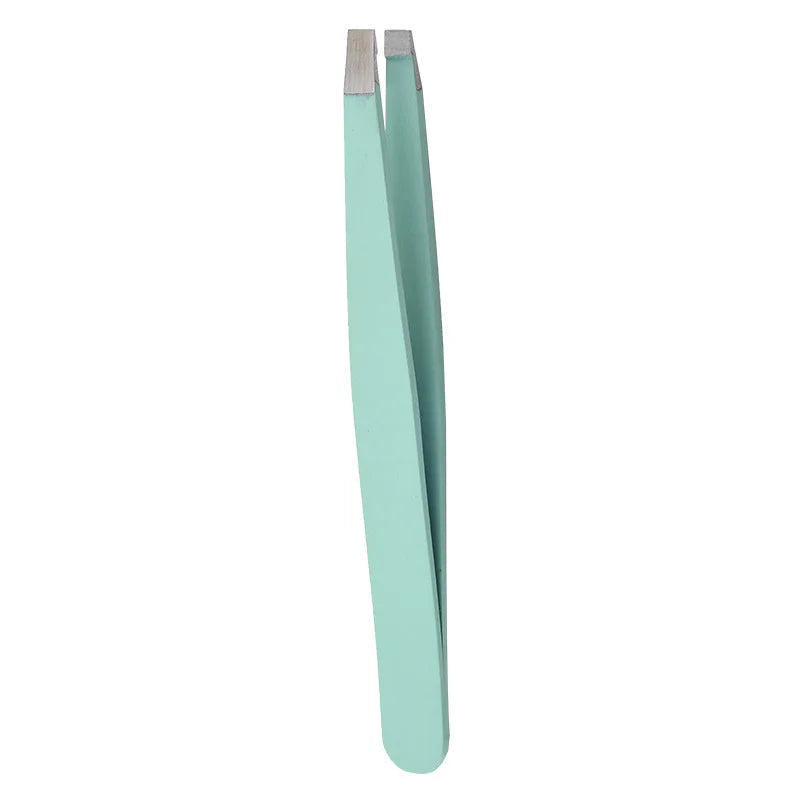 Hair Removal Tweezers Stainless Steel Eyebrow Tweezers Pink Slanted Black Tip Point Face Harmless Makeup Beauty Tool Sliver