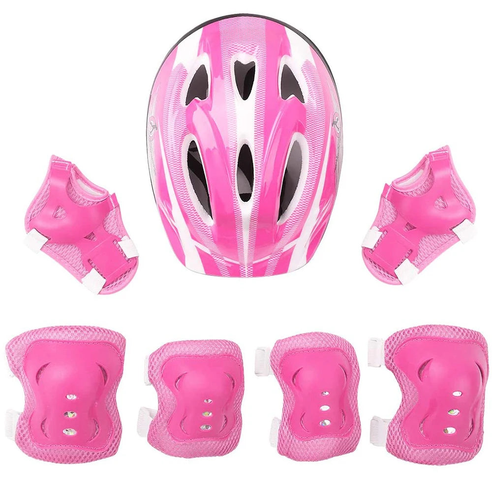 Set de Equipo de Protección para Niños Patinaje Casco Protector Rodilleras Coderas Muñequeras Niño Niña Bicicleta Patineta Esquí Patinete Deportes