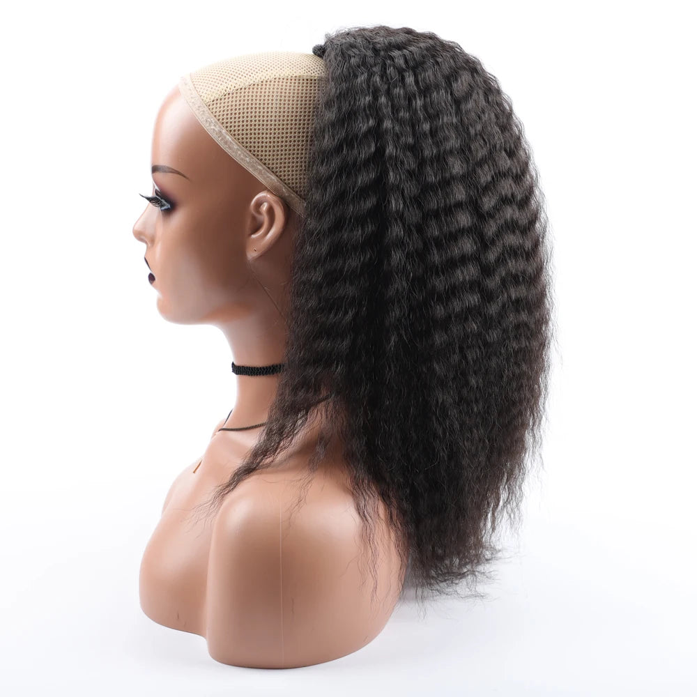 Queue de cheval synthétique bouclée avec cordon de serrage, extension de cheveux élastique pour femmes, postiche afro bouffante