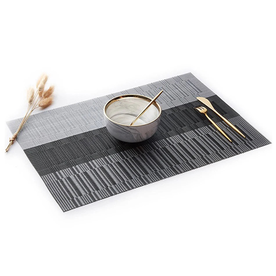 Placemats for Dining Table PVC Bamboo Pattern Table Mats Multiple Colors Non-Slip Heat Resistant Washable Easy to Clean