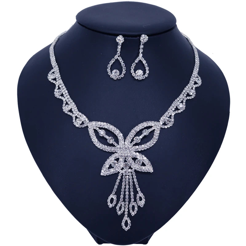 Juego de joyas de cristal con diamantes de imitación – Lujoso, brillante y perfecto para novias