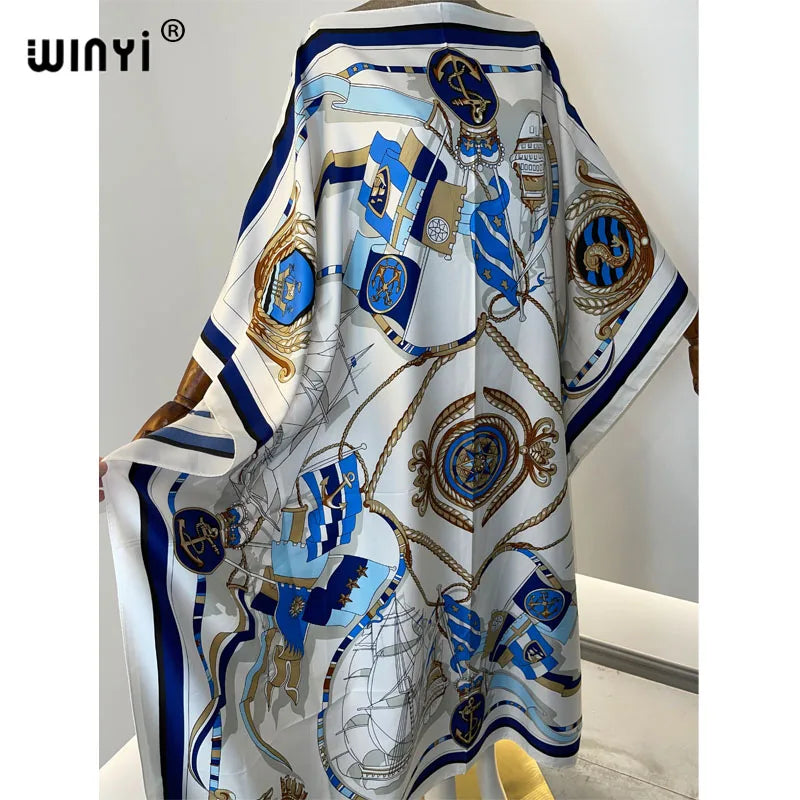 Vestidos Estampados Para Mujer 2021 Diseño de Moda Vestido Suelto Manga Murciélago Maxi Largo Vestidos de Fiesta Verano Otoño Elegante