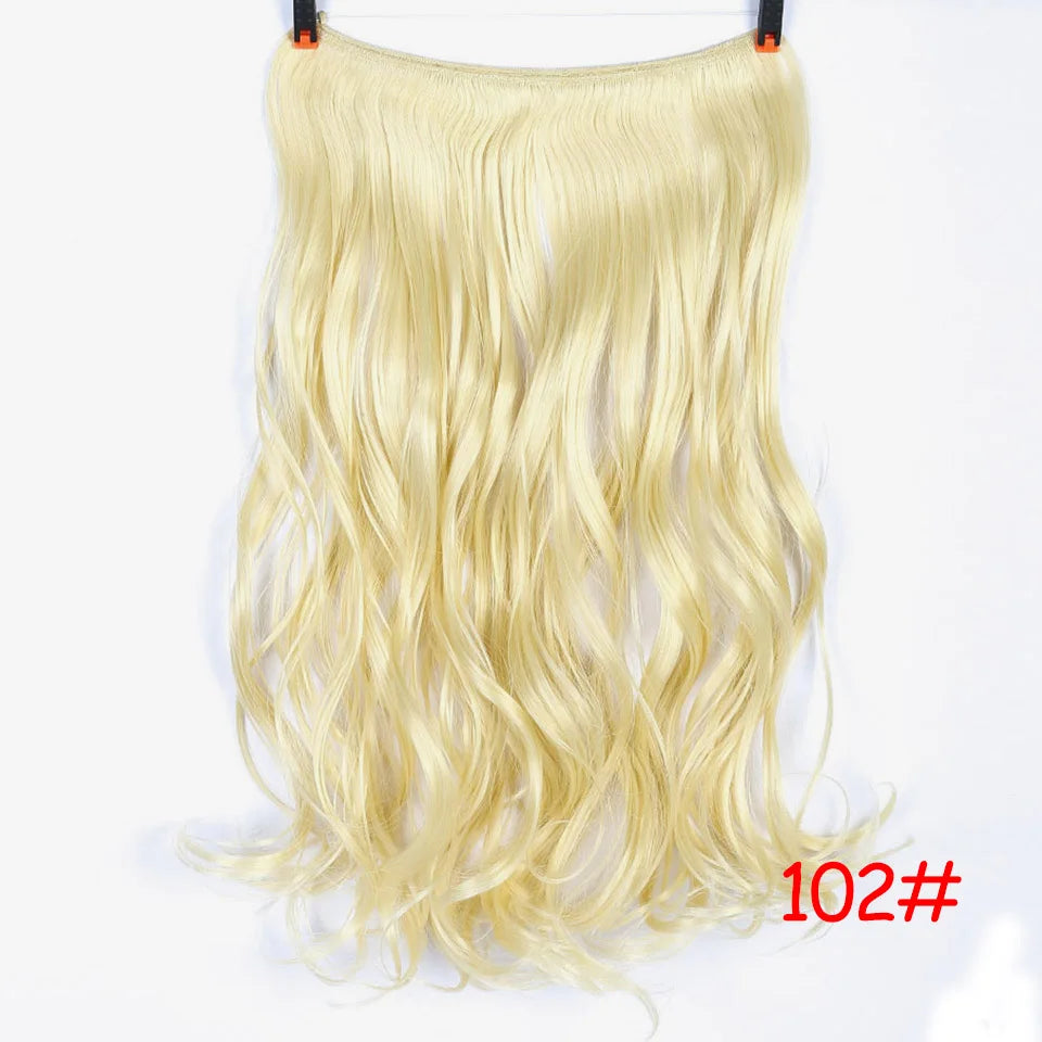 Allaosify Synthetic Hair Extension 24 Inch Curly Natural Black Red Brown Blonde Hairpieces With Fish Line Wavy False Hair Piece