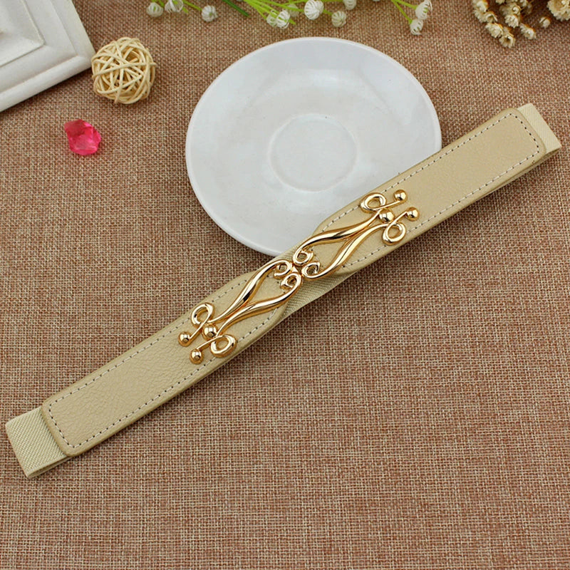 Ceinture en cuir PU métallisé pour femme