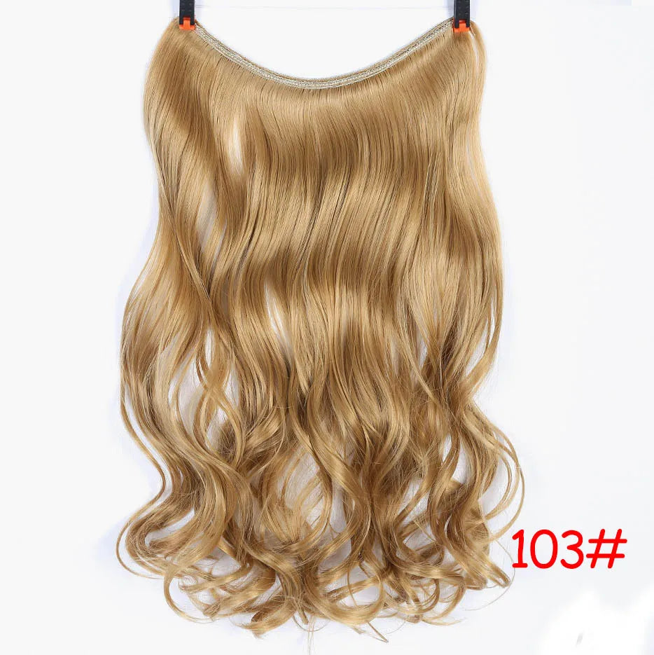 Allaosify Synthetic Hair Extension 24 Inch Curly Natural Black Red Brown Blonde Hairpieces With Fish Line Wavy False Hair Piece