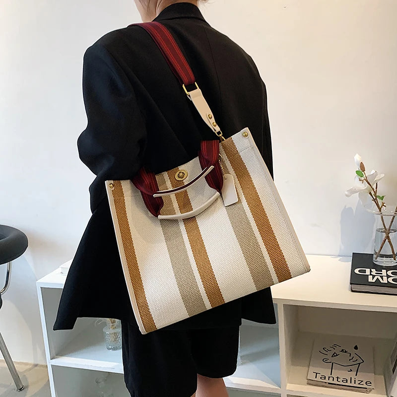 Luxury Women Canvas Handbags High Quality Ladies Large Capacity Purse Shoulder Bag Designer Female Travel Tote Messenger Bags