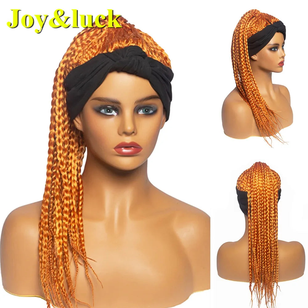 Diademas sintéticas con trenzas Joy&luck, gorro africano y pañuelo para la cabeza con peluca incorporada