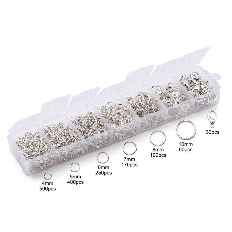 A Set Jewelry Findings Tool Set Open Jump Rings,Jewelry Pliers, Lobster Clasps hooks, jewelry tweezers Jewelry Making Supplies