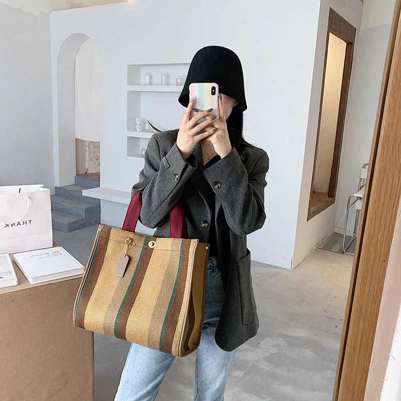 Luxury Women Canvas Handbags High Quality Ladies Large Capacity Purse Shoulder Bag Designer Female Travel Tote Messenger Bags