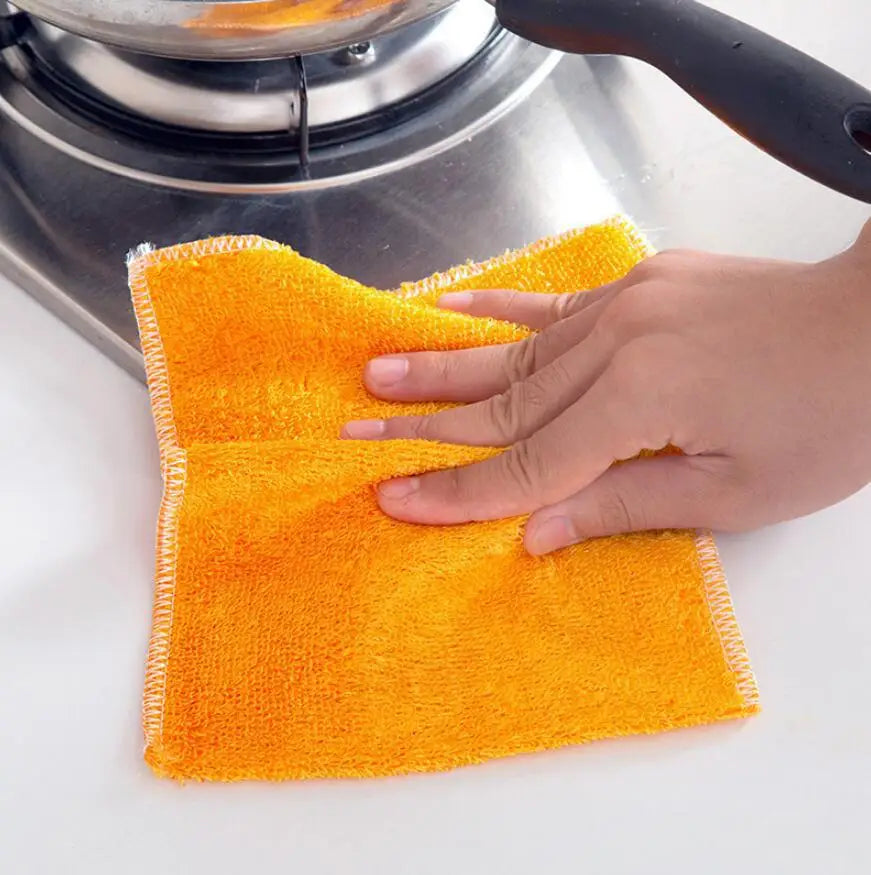 Kitchen Anti-grease Dishcloth Wiping Rag Bamboo Fiber Towel Cleaning Cloth Household Washing Disrag Kitchen Cleaning Towel Wiper
