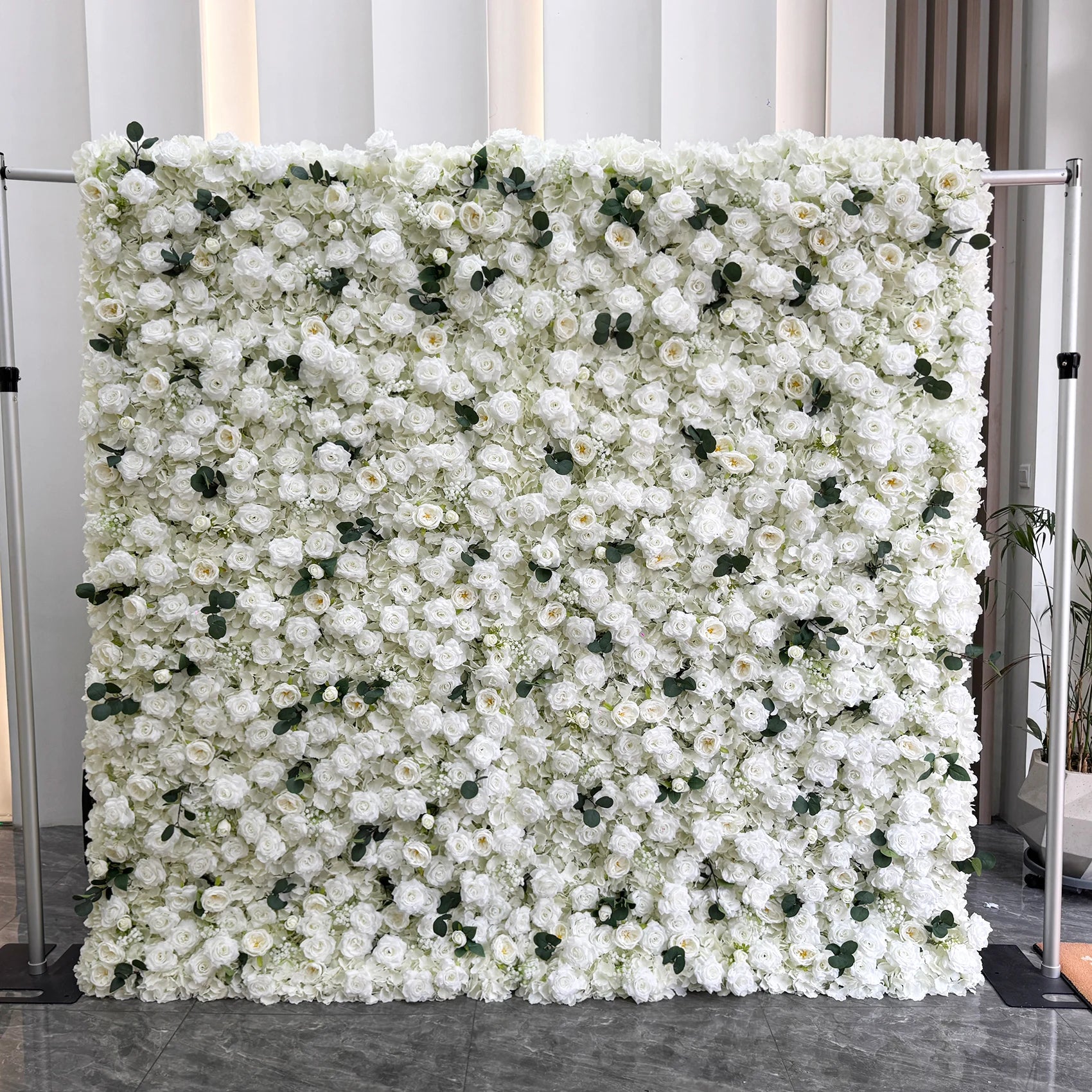 8*8 Lilac Blue Floral Wall Backdrop Panel Arrangement 3D Roll up Artifical Silk Rose Flower Wall for Home Wedding Party Decor