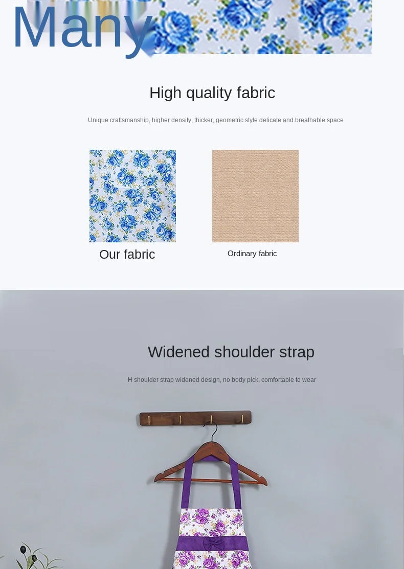 Oil-proof Cooking Apron for Women Adjustable Kitchen Cooking Coffee Shop Flower Printed Bowknot Cleaning Aprons with Pocket