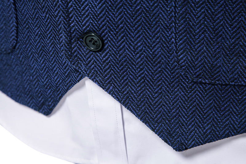 Men Suit Vest Herringbone Fabric Waistcoat Business Wedding Casual Turndown  Collar Men's Dress Blazer Vests Formal Party V07