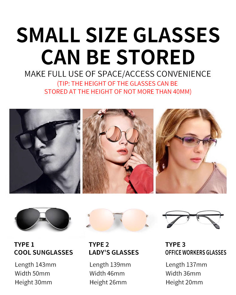 Car Visor Glasses Case Premium ABS Flocking Inner Auto Sunglasses Organizer Storage Case Anti-Scratch Eyeglasses Protection Box