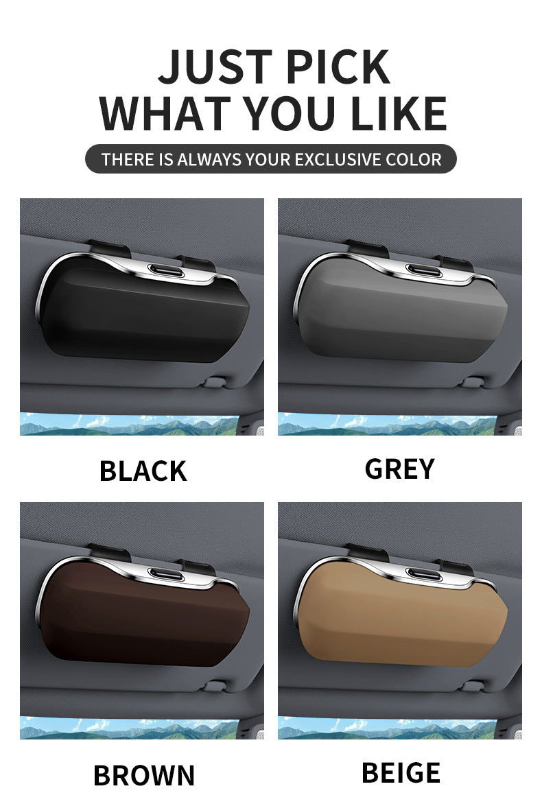 Car Visor Glasses Case Premium ABS Flocking Inner Auto Sunglasses Organizer Storage Case Anti-Scratch Eyeglasses Protection Box