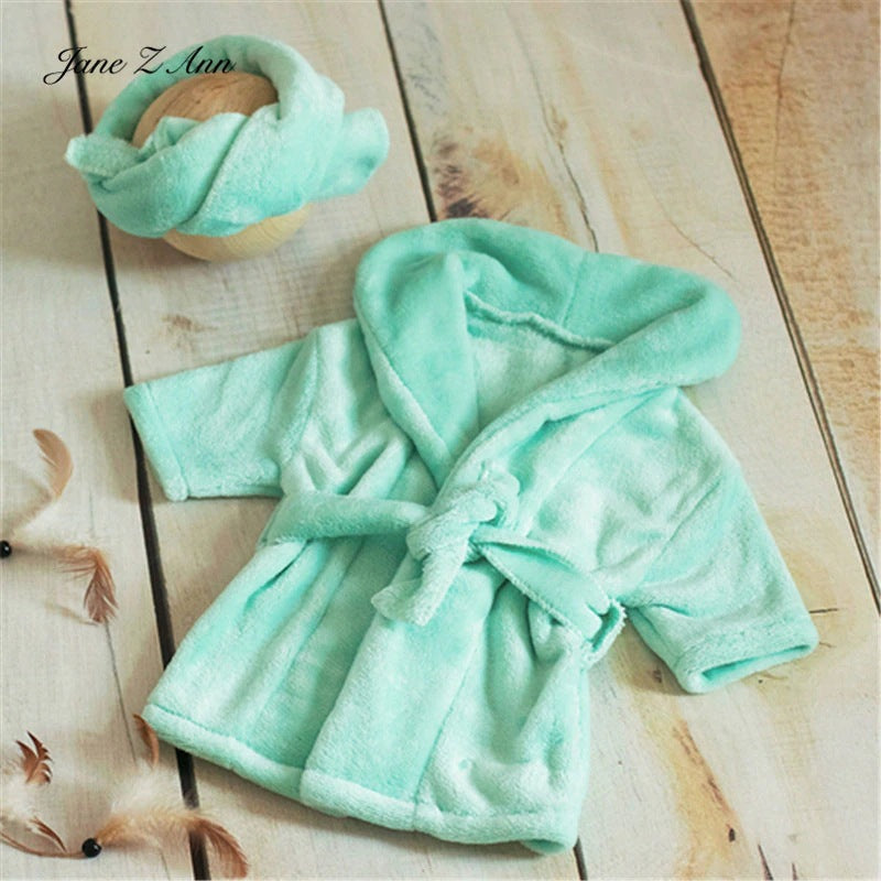 New Born Baby Girl Clothes Newborn Photography Outfit Fotografia Acessorios Baby Photo Props Bathrobe with Belt Bath Towel Set