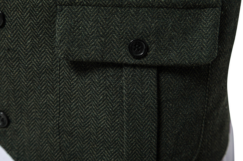 Men Suit Vest Herringbone Fabric Waistcoat Business Wedding Casual Turndown  Collar Men's Dress Blazer Vests Formal Party V07