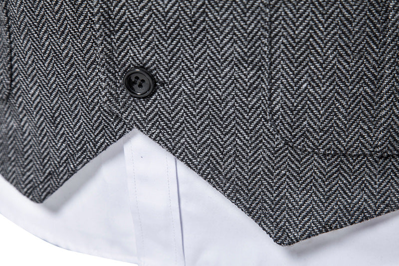Men Suit Vest Herringbone Fabric Waistcoat Business Wedding Casual Turndown  Collar Men's Dress Blazer Vests Formal Party V07