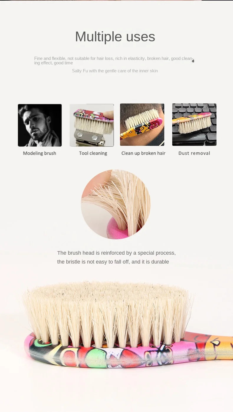 New Professional Barber Hair Cleaning Brush Men Horse Hair Bristle Beard Brush Hairdressing Neck Duster Broken Hair Remove Tools
