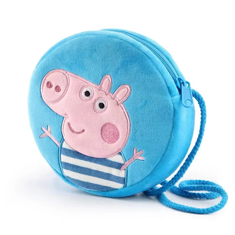 Peppa Pig Crossbody Bag Stereoscopic Doll Backpack Anime Knapsack Plush Coin Purse Toys George Round Pocketbook Children's Gifts