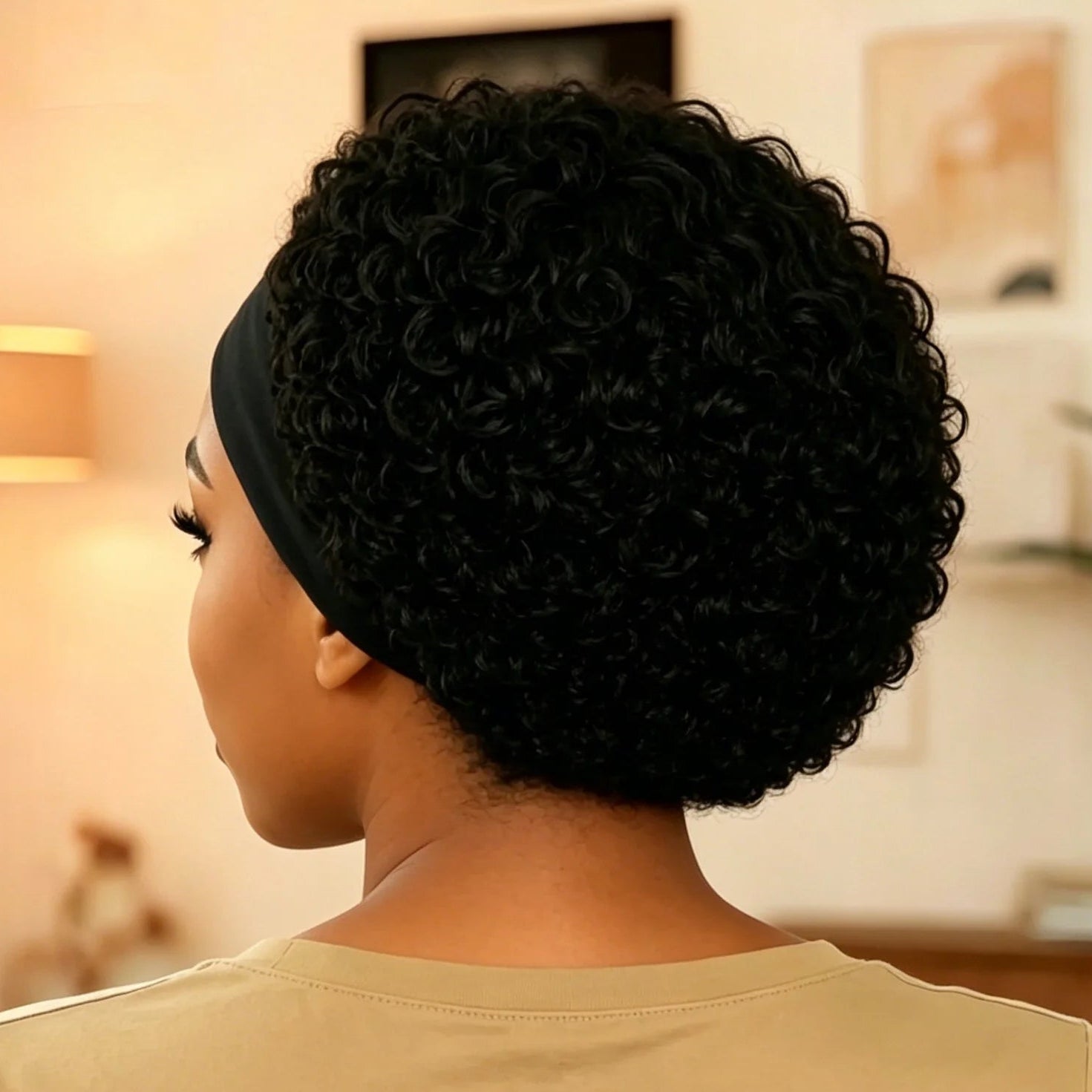 Curly Headband Human Hair Wig