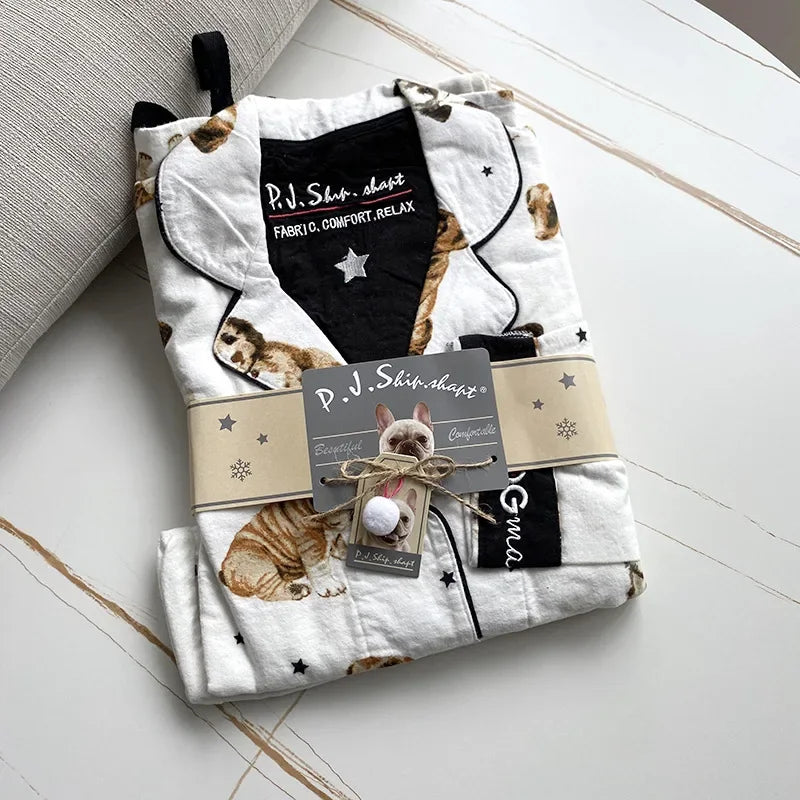 2 Piece Set Pajamas for Women Pj Sets Women 2 Piece Set Outfits 100% Cotton Pajamas for Women Loungwear Set Loose Sleep Homewear