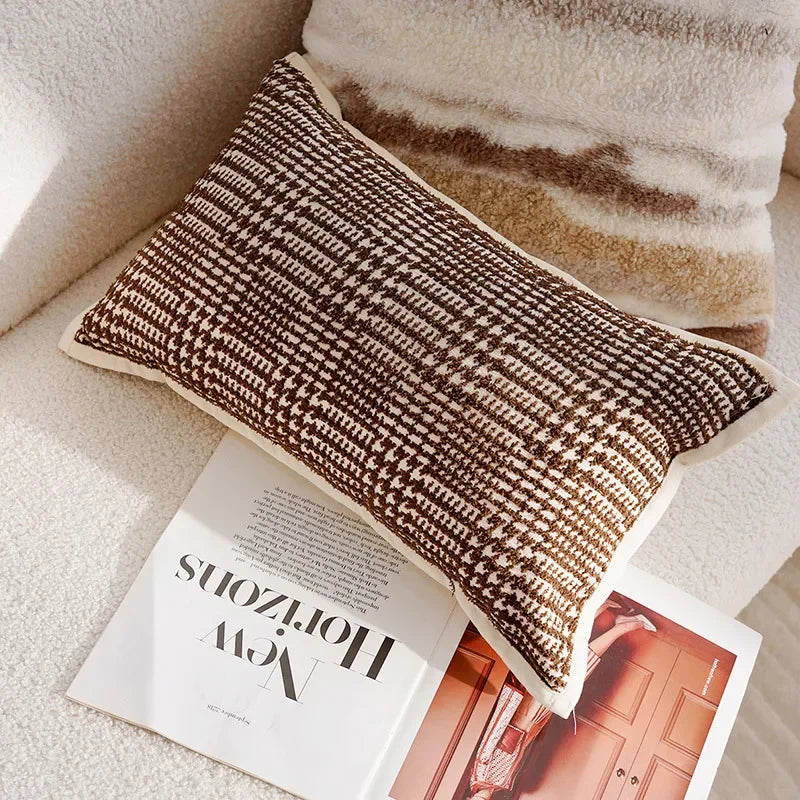 Pillow Cover in Cream Color, Retro Style, Brown French Sofa Waist Cushion Cover 45x45cm Pillowcase
