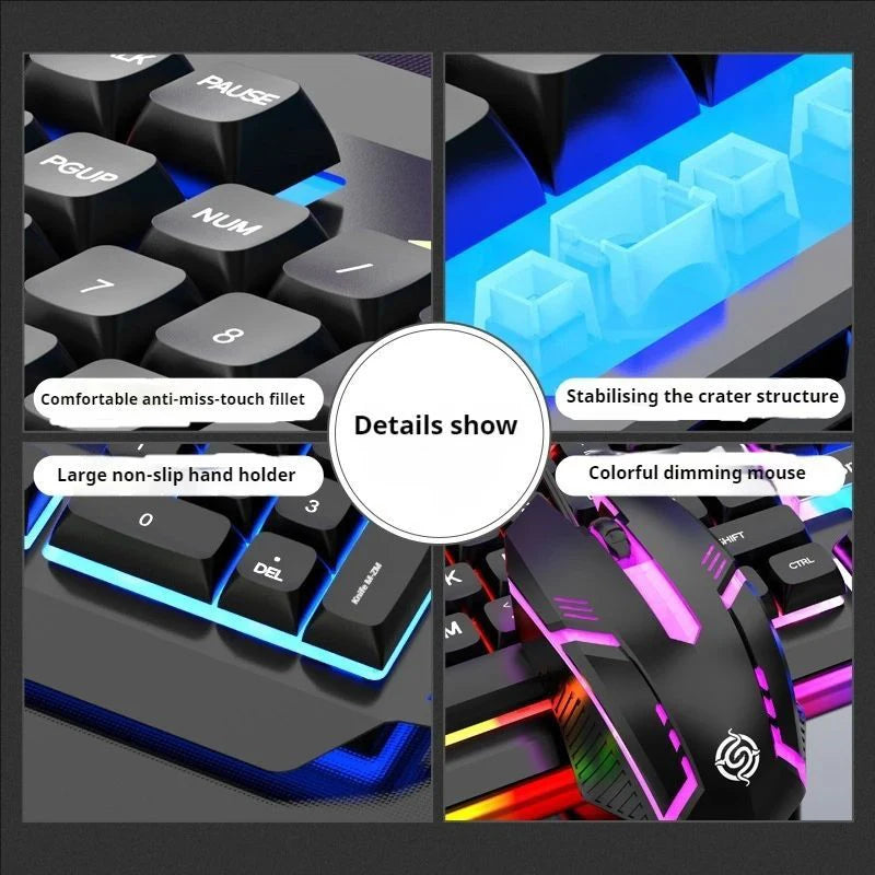 KM520 Keyboard And Mouse Set With Mechanical Touch Illuminated Wired USB Office Games Desktop Computer