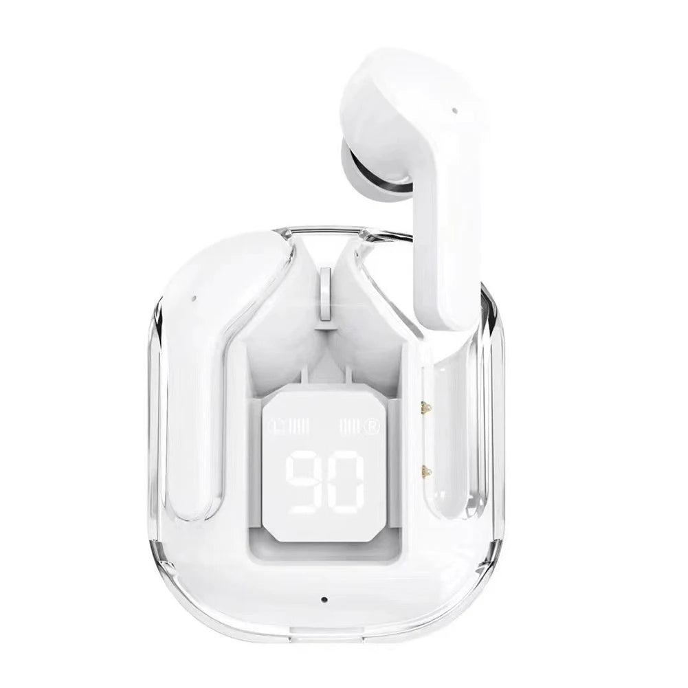 Wireless Earbuds Bluetooth Headset Transparent Headphones LED Digital Display HiFi Stereo Sound Earphones for All Smartphones