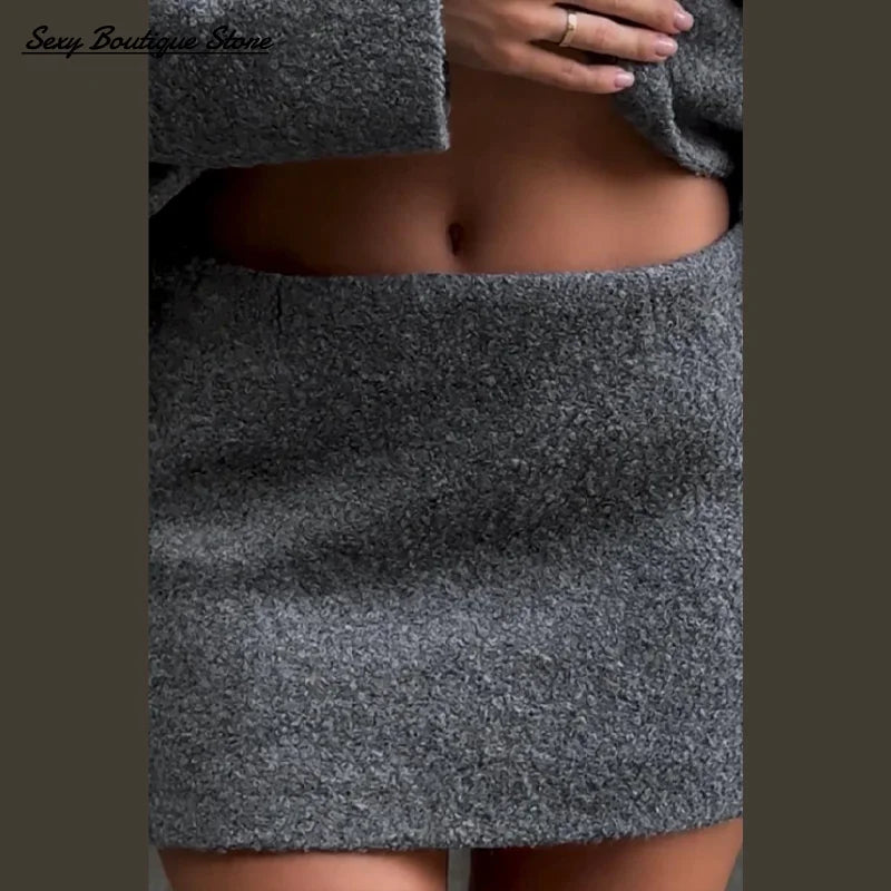 Chic Elegant Blazer Jacket Sets For Women Solid Full Sleeve Loose Suit Coat Mini Skirts 2025 New Autumn Lady Suits Y2k Outfits
