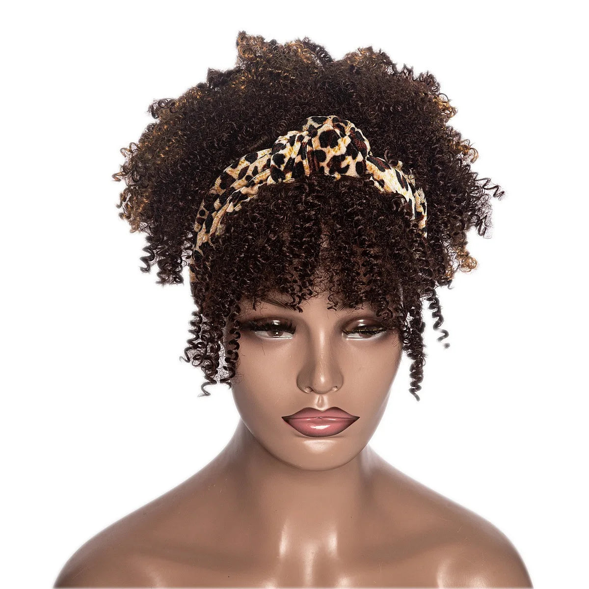 Headband Wigs for Women Synthetic Hair Kinky Curly Wigs With Scarf Natural Short Afro Wig for Black Woman False Hair Woman Wigs