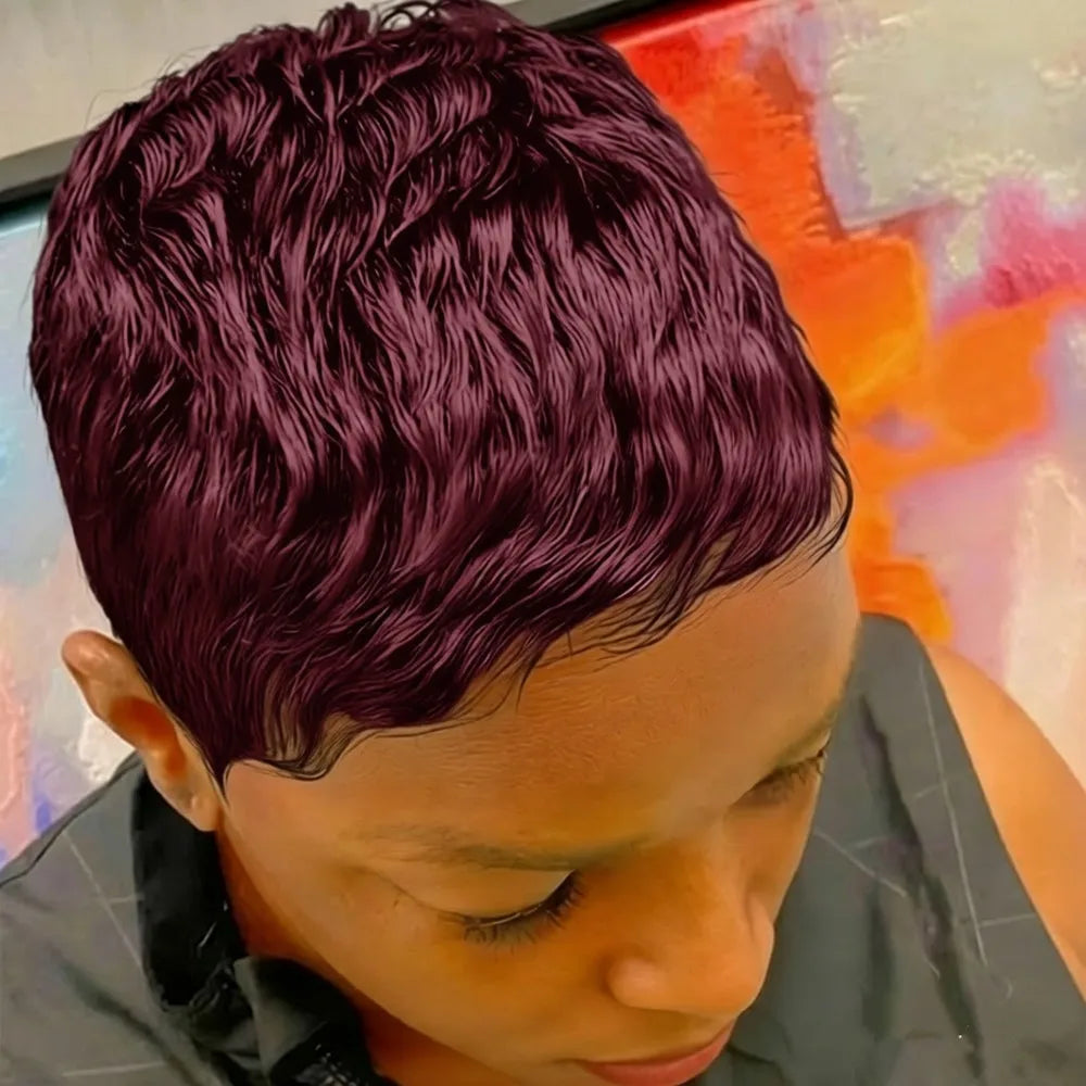 Burgundy Pixie Wig