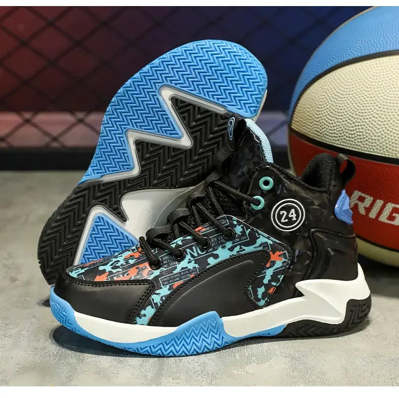 Kids Basketball Shoes Youth High Top Sneakers Boys Girls Lightweight Breathable,Ankle Support Non Slip Toddler Shock Absorption