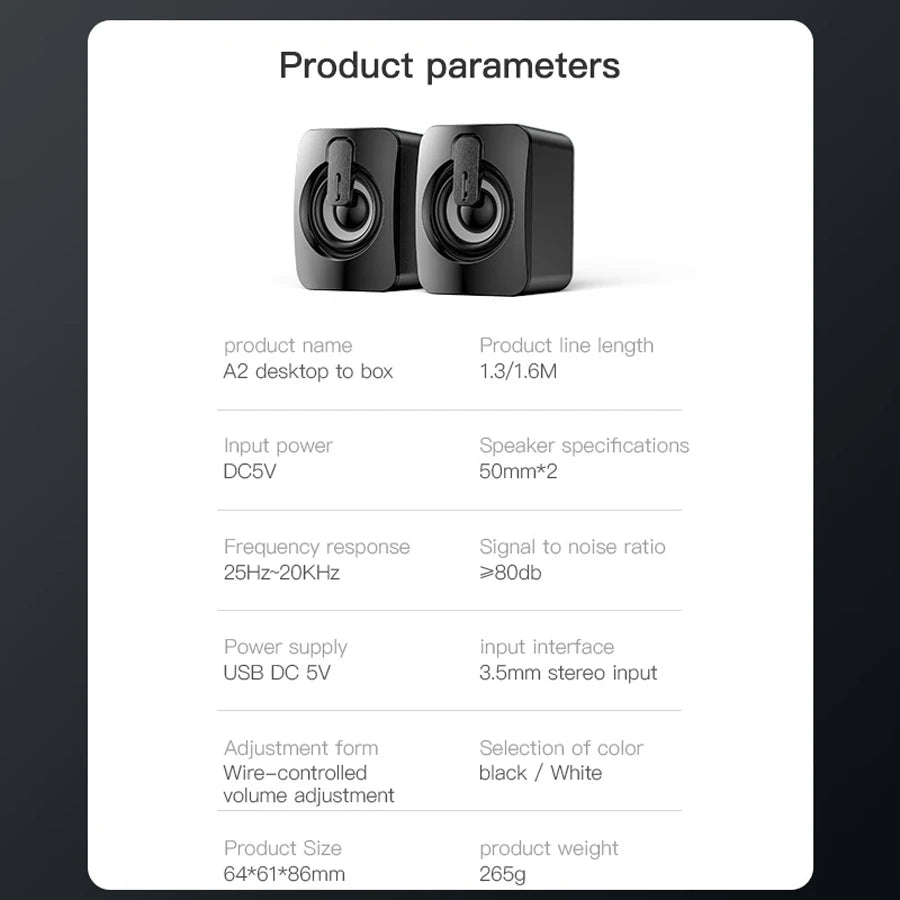 Altavoz de computadora para PC portátil de escritorio Caixa De Som Caja de sonido Sistema de audio de música Bocina Columna Acústica Columna Unidad amplificada