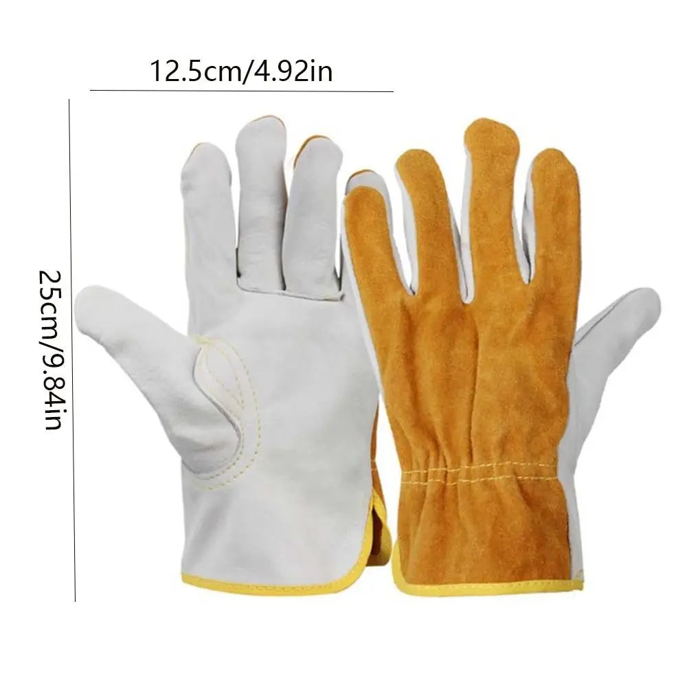 1 Pair Security Protection Welding Gloves Soft Leather Labor Protection Leather Work Gloves Durable Safety Welder Gloves