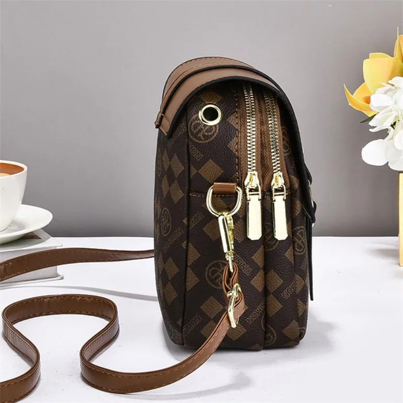 Bolso de hombro a cuadros de PU vintage