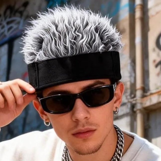Grey Spiky Wig Beanie