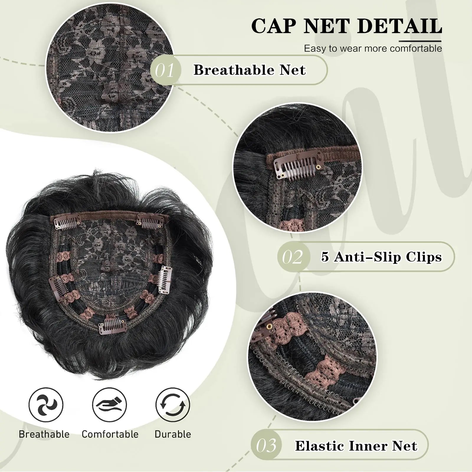 Synthetic Hair Topper Pieces for Thinning Hair Natural Curly Texture 6 Inch Short Pixie Cut Toppers Hair Wigs for Women