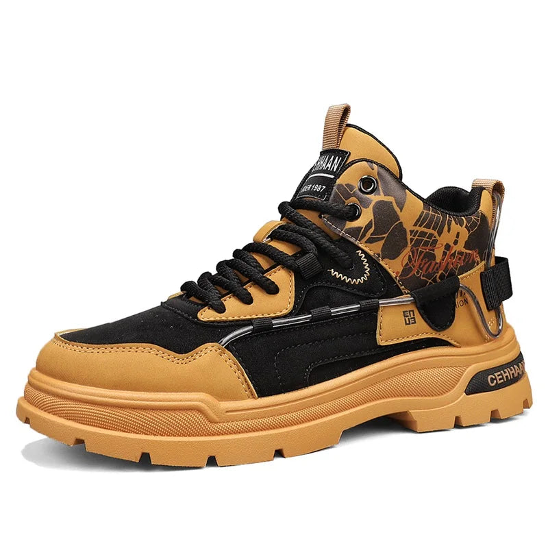 Mens Sports Shoes Autumn Winter New High Top Fashion Color Blocking Design Wear-resistant Snug Sports Mens Short Boots