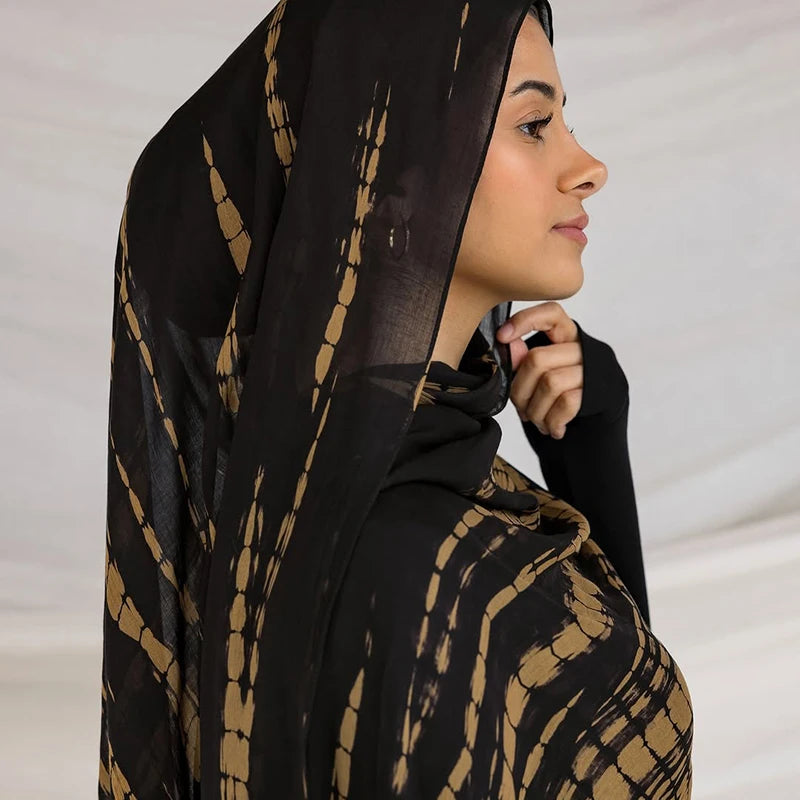 Estampado de acuarela, hiyab musulmán, pañuelo de mármol, suave, transpirable, protección solar, ligero, chal de playa de verano para mujer