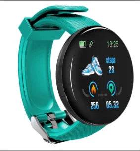 D18 Smart Watch – Heart Rate Monitor, Round Digital Fitness Watch for Men & Women (Band Included, Compare with D20/Y68)