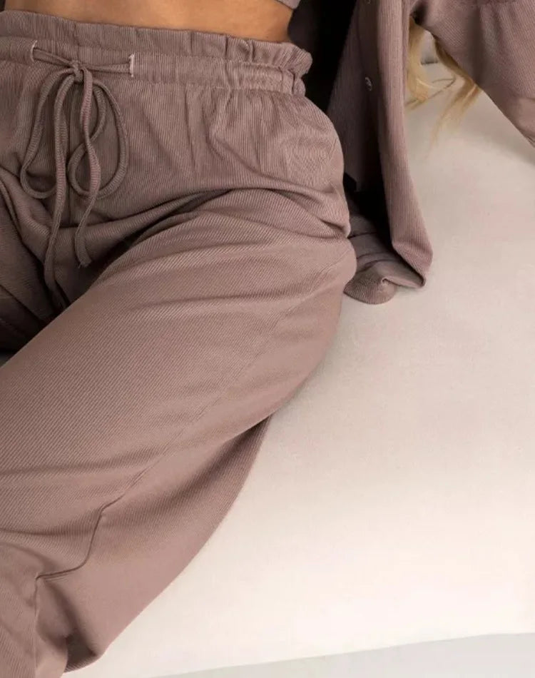 Conjuntos de pijama de otoño acogedores para mujer, 3 piezas, ropa de casa informal con top de tirantes, pantalón y cárdigan, talla grande, ropa de descanso suave para mujer