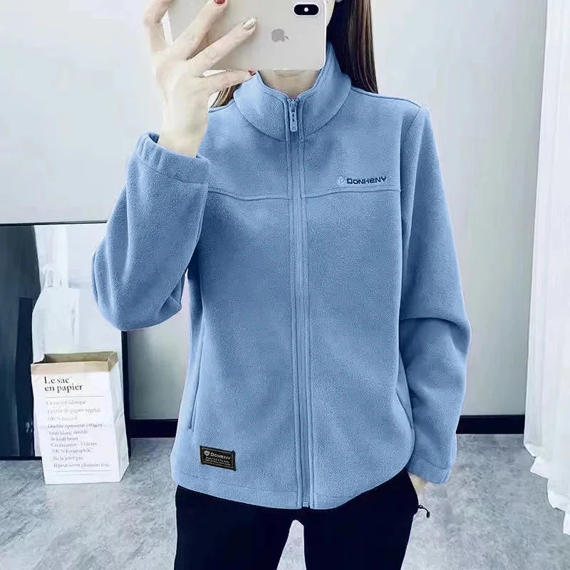 Plus Size XL-5XL Autumn winter Women's Casual Cardigan Jacket Outdoor Sports Snowflake Fleece Top Youth Couple Fleece Clothing