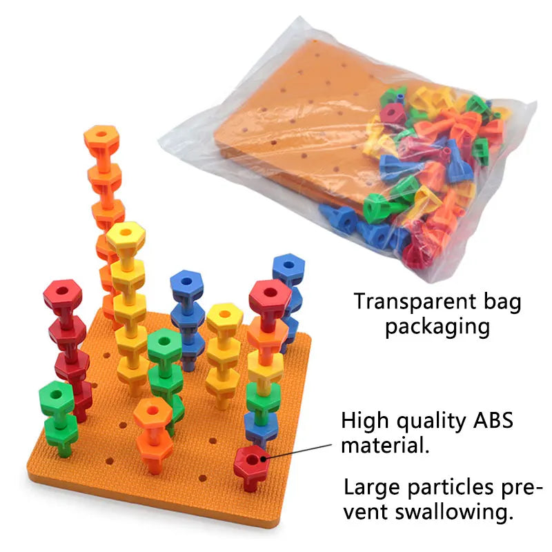 Juguetes Montessori para niños: Bloques apilables, juego de mesa de construcción de bloques de partículas grandes para educación temprana