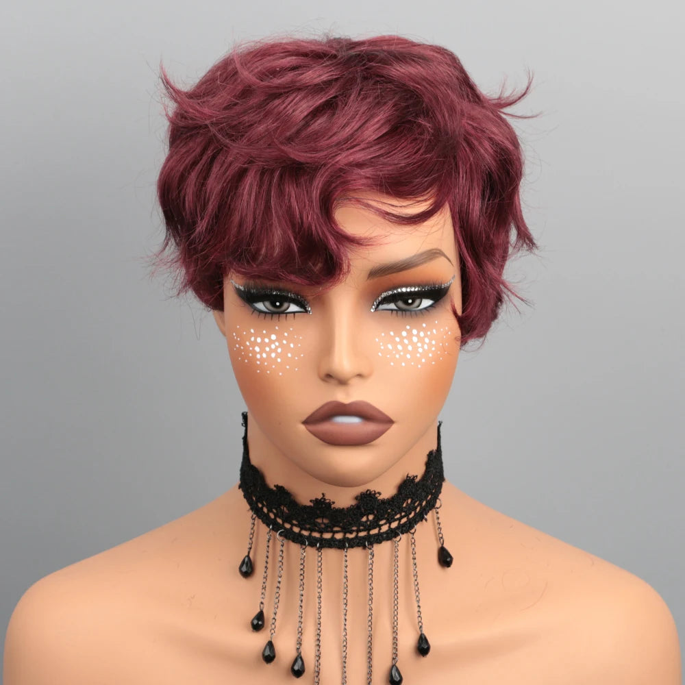 Short Bob Wig Pixie Cut Wig Human Hair Wig For Black Women Short Layered Pixie Cut Wigs Glueless Wig No Lace Full Machine Made