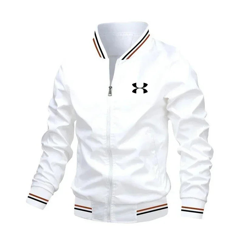 Spring new high-end fashion men's thin casual coat, outdoor sports, bicycle travel, baseball pilot, windproof round neck jacket
