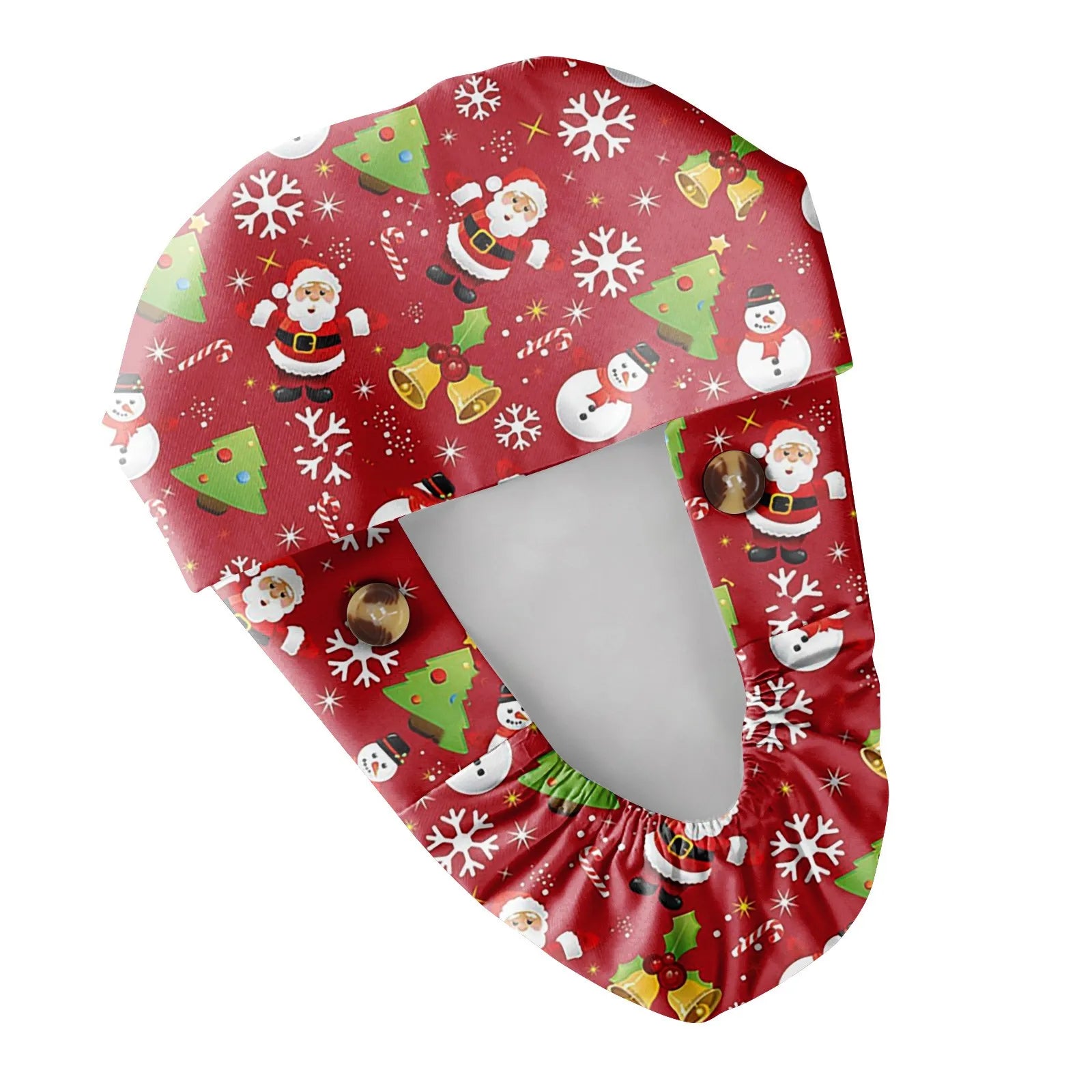 Long Hair Work Hat Fashion Christmas Print Adjustable Work Cap Beauty Salon Nursing Cap Female Surgical Hat Scrub Caps Acces