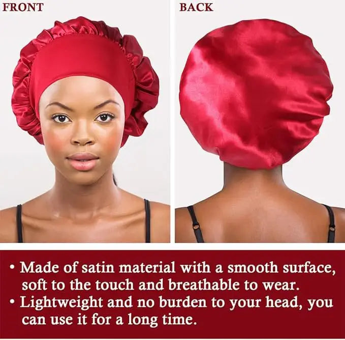 Fashion Bonnet Large Wide Edge Elastic Hat Casual Sports Silk Smooth Suitable for Curled Straight Hair Sleeping Hat Women's men